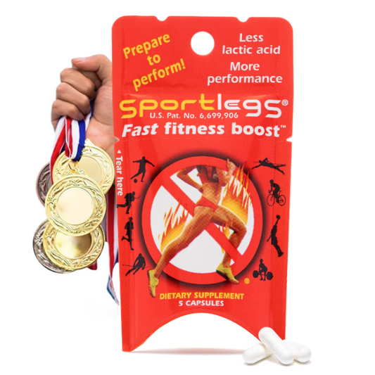 SportLegs Fast Fitness Boost Pre-Workout Lactic Acid Supplement, 5-Cap Packet, Trial Pack of 3