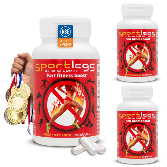 SportLegs Fast Fitness Boost Pre-Workout Lactic Acid Supplement, 120-Cap Bottle, Pack of 3